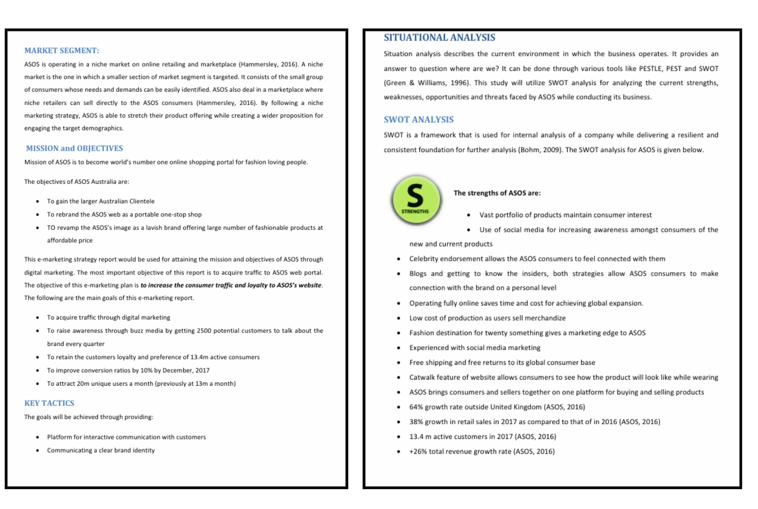 ASOS marketing objectives and KPIs showing their measurable goals for growth and engagement